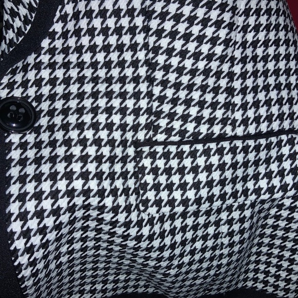 Kasper single button Houndstooth check blazer Sz 10P flap pockets contrast trim - Picture 6 of 6